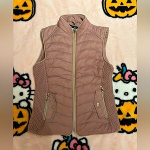 Mauve Quilted Zip-Up Puffer Vest with Fuzzy Lining – HanTon